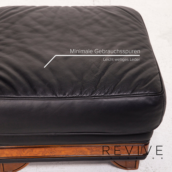 Nieri Leather Sofa Set Black Corner Sofa Armchair Stool #15217