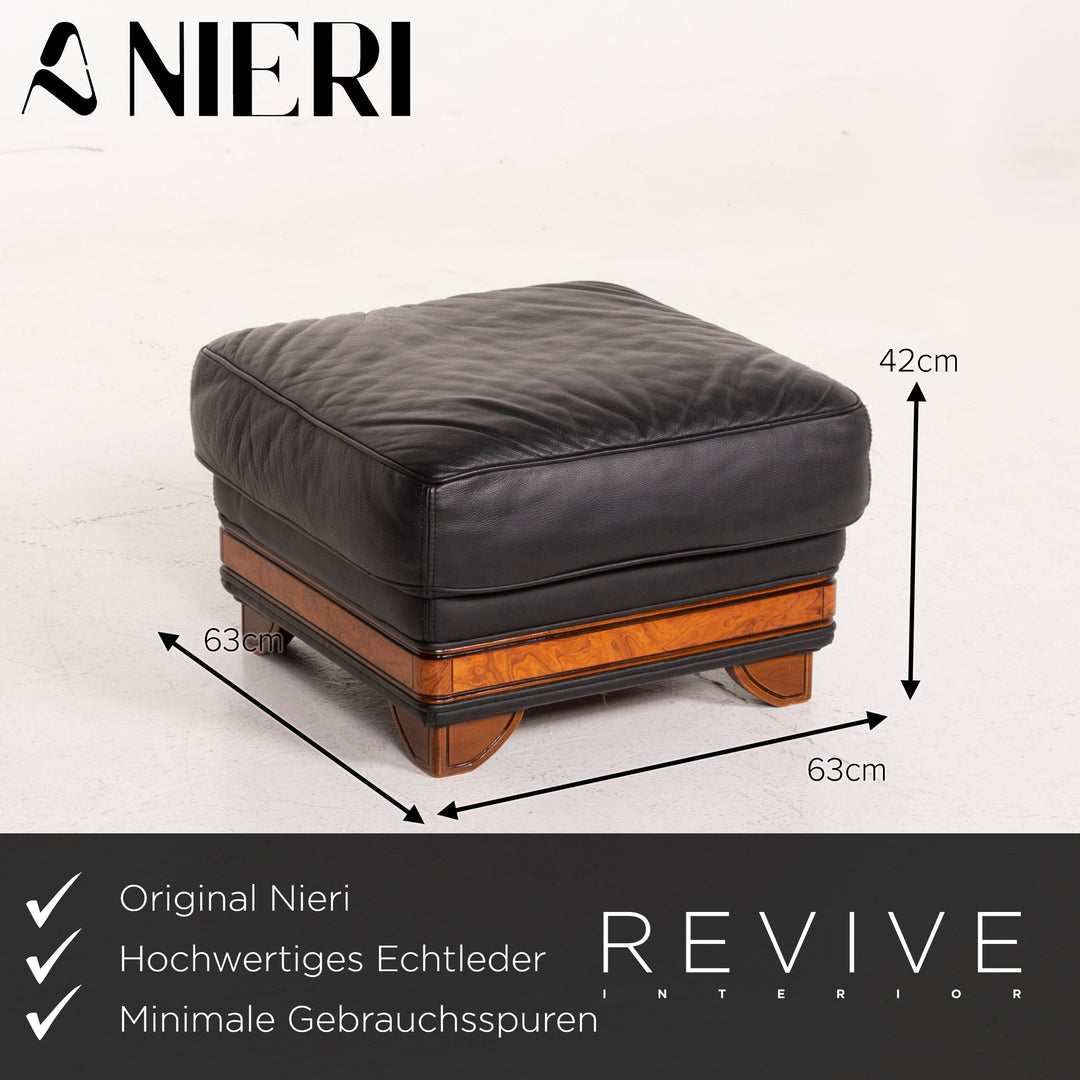 Nieri Leather Sofa Set Black Corner Sofa Armchair Stool #15217