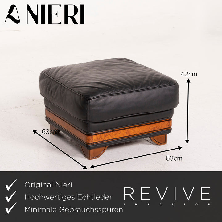 Nieri Leather Sofa Set Black Corner Sofa Armchair Stool #15217