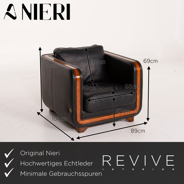 Nieri Leather Sofa Set Black Corner Sofa Armchair Stool #15217