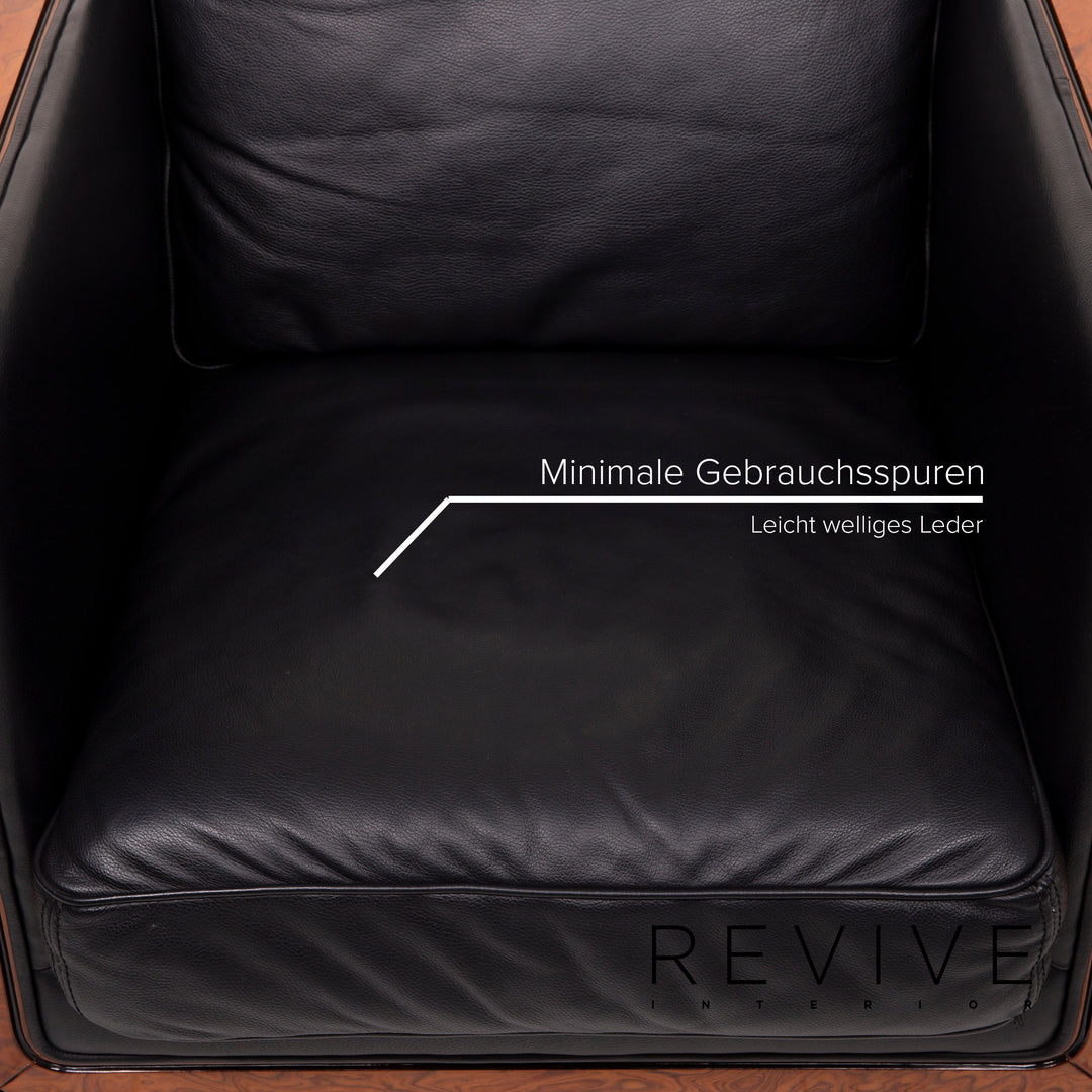 Nieri Leather Sofa Set Black Corner Sofa Armchair Stool #15217