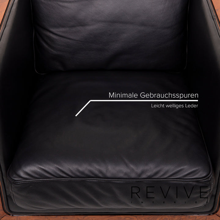 Nieri Leather Sofa Set Black Corner Sofa Armchair Stool #15217