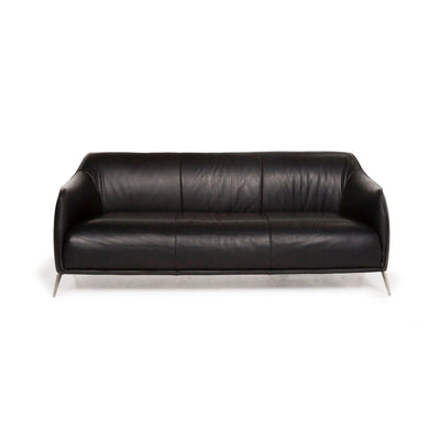 Nieri Leder Sofa Schwarz Dreisitzer #13133