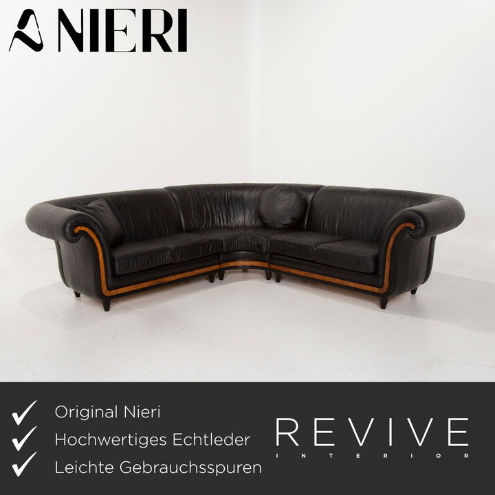 Nieri Leather Sofa Black Corner Sofa #14912