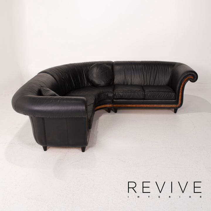 Nieri Leather Sofa Black Corner Sofa #14912