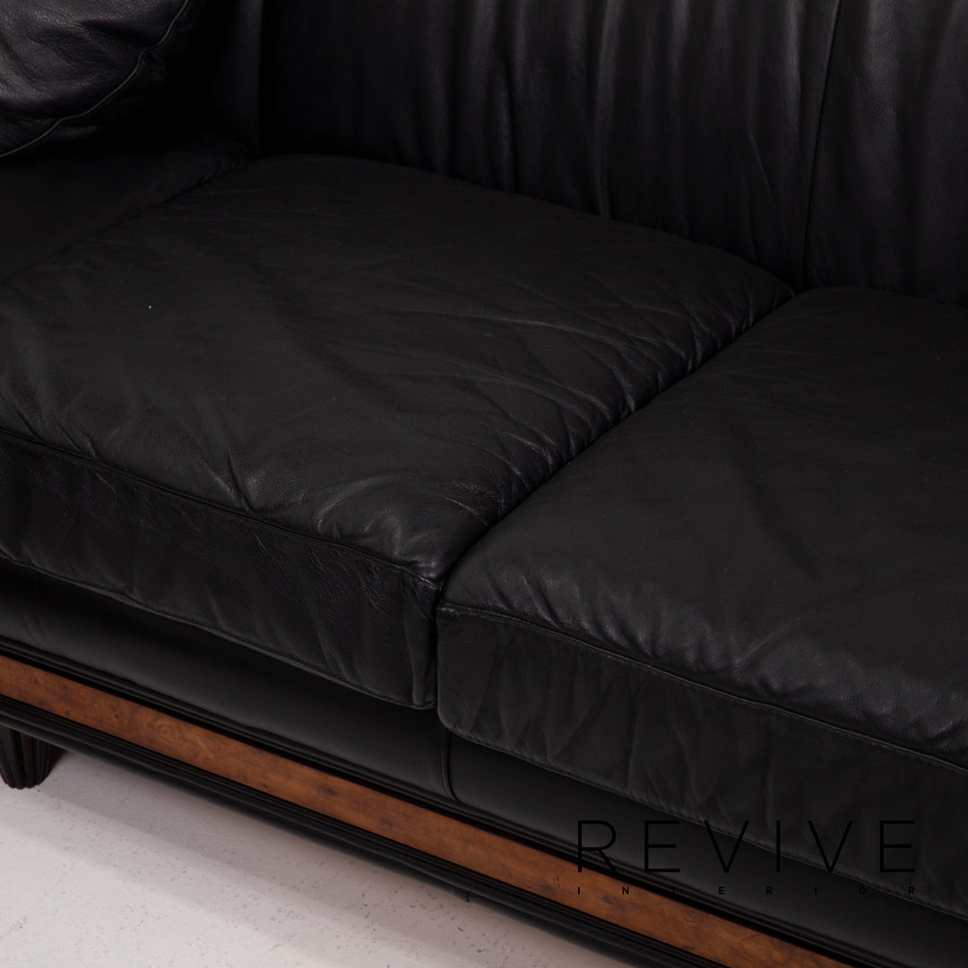 Nieri Leather Sofa Black Corner Sofa #14912