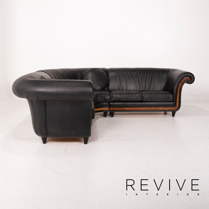 Nieri Leather Sofa Black Corner Sofa #14912