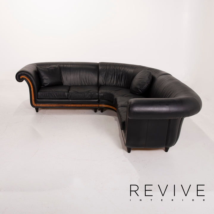 Nieri Leather Sofa Black Corner Sofa #14912