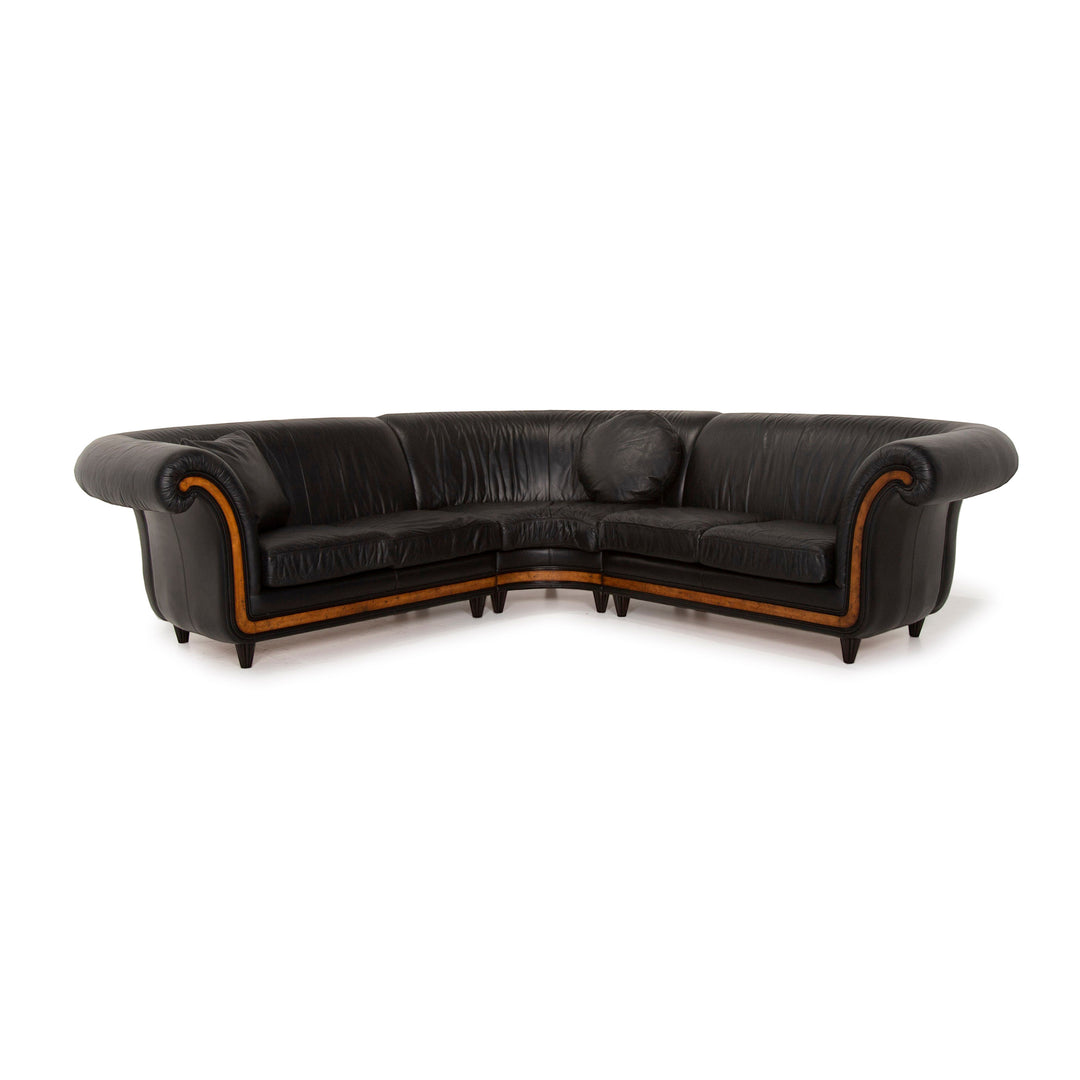 Nieri Leather Sofa Black Corner Sofa #14912