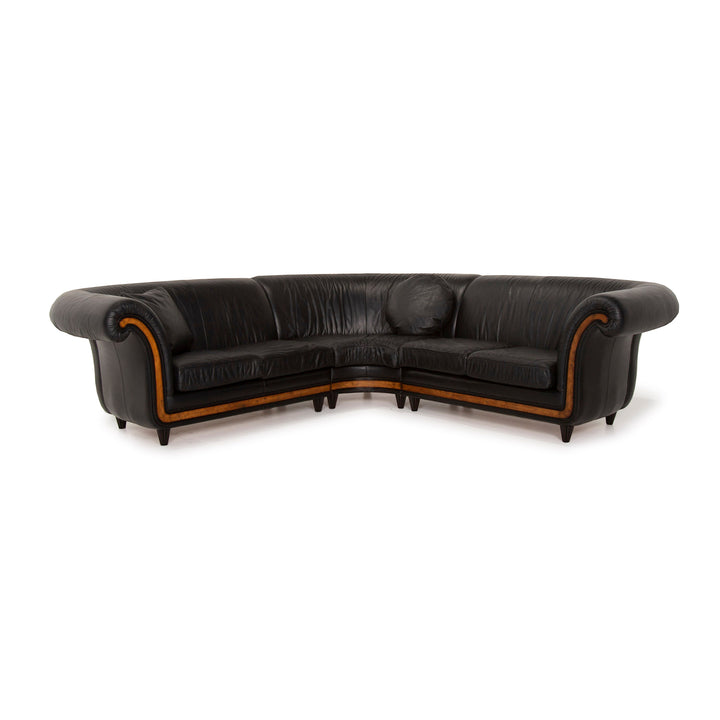 Nieri Leather Sofa Black Corner Sofa #14912