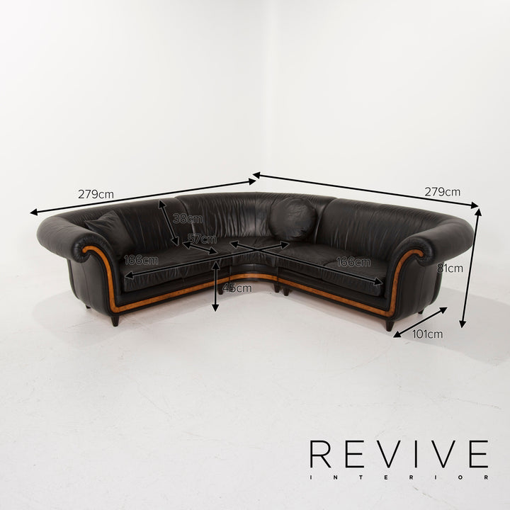 Nieri Leather Sofa Black Corner Sofa #14912