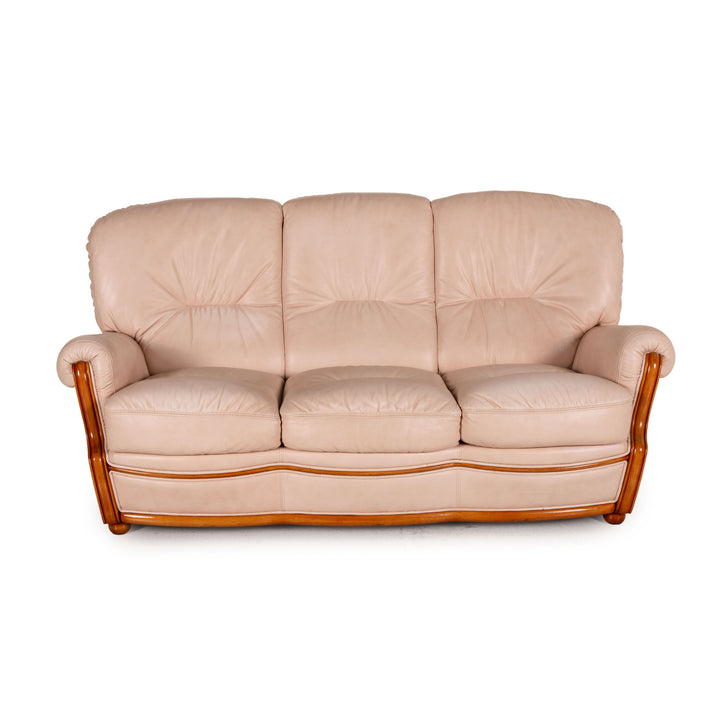 Nieri Nevada Leather Sofa Cream Three Seater Couch