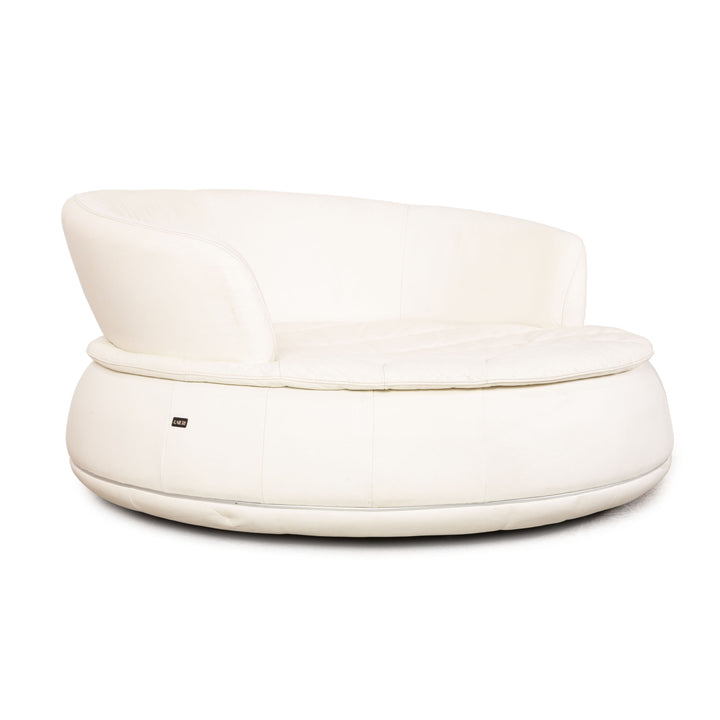 Nieri Round Seat XXL Leder Zweisitzer Weiß Sofa Couch
