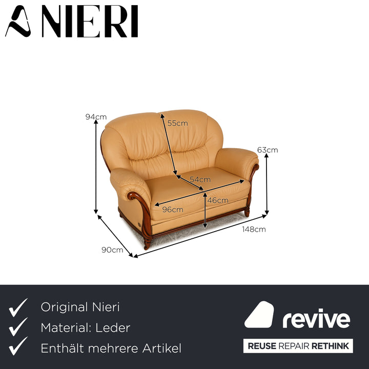 Nieri Victoria Leather Sofa Set Cream Two Seater Three Seater Armchair