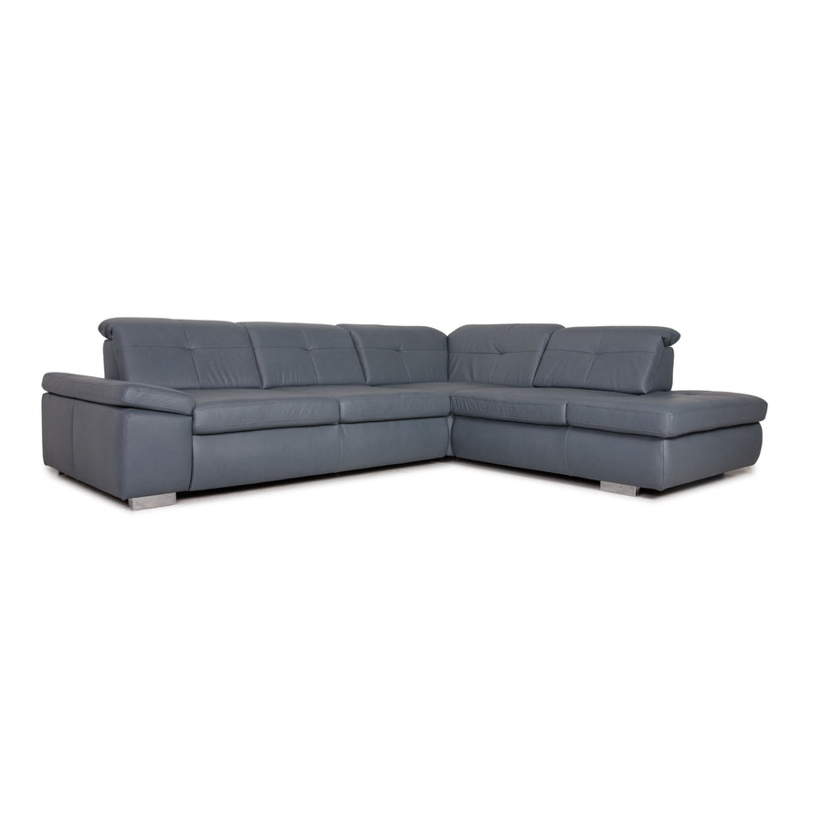 Polipol Leder Ecksofa Blau Sofa Couch Funktion
