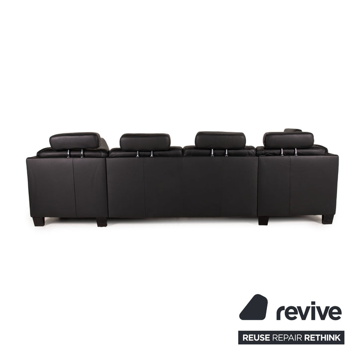 Polipol Leder Sofa Schwarz Ecksofa Couch Wohnlandschaft