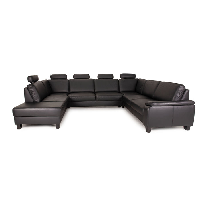 Polipol Leder Sofa Schwarz Ecksofa Couch Wohnlandschaft