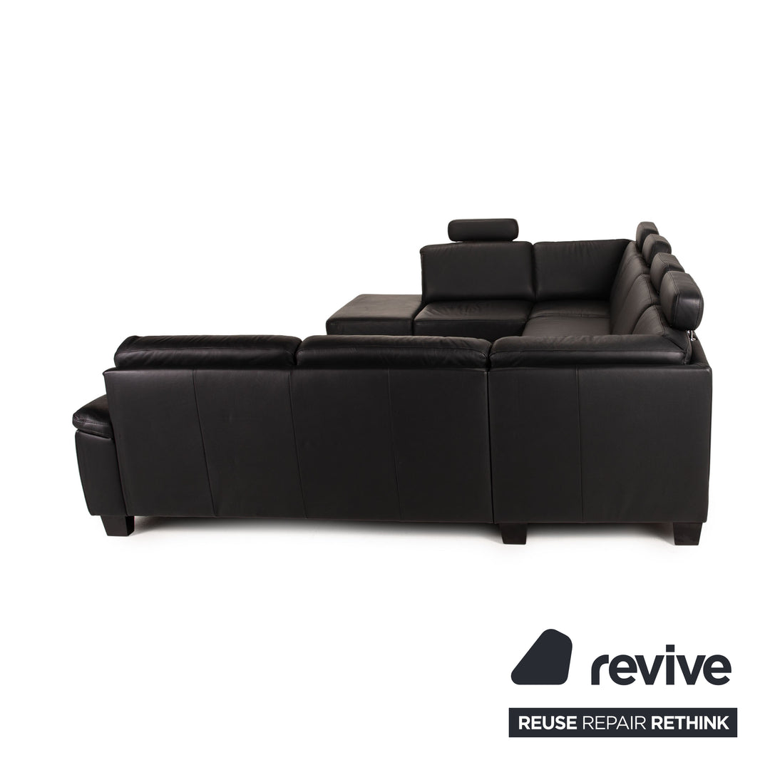 Polipol Leder Sofa Schwarz Ecksofa Couch Wohnlandschaft