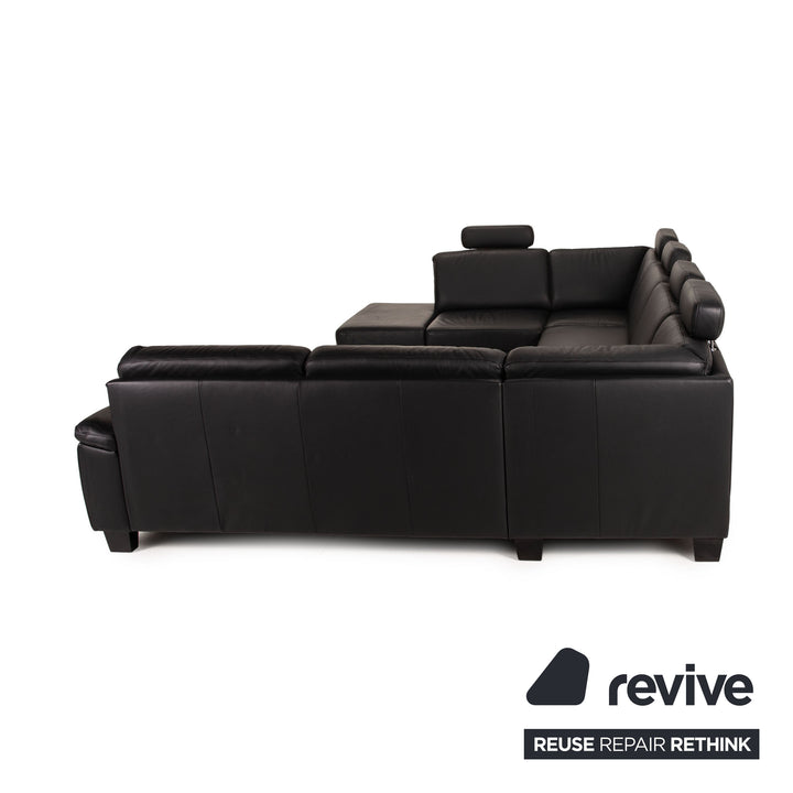 Polipol Leder Sofa Schwarz Ecksofa Couch Wohnlandschaft