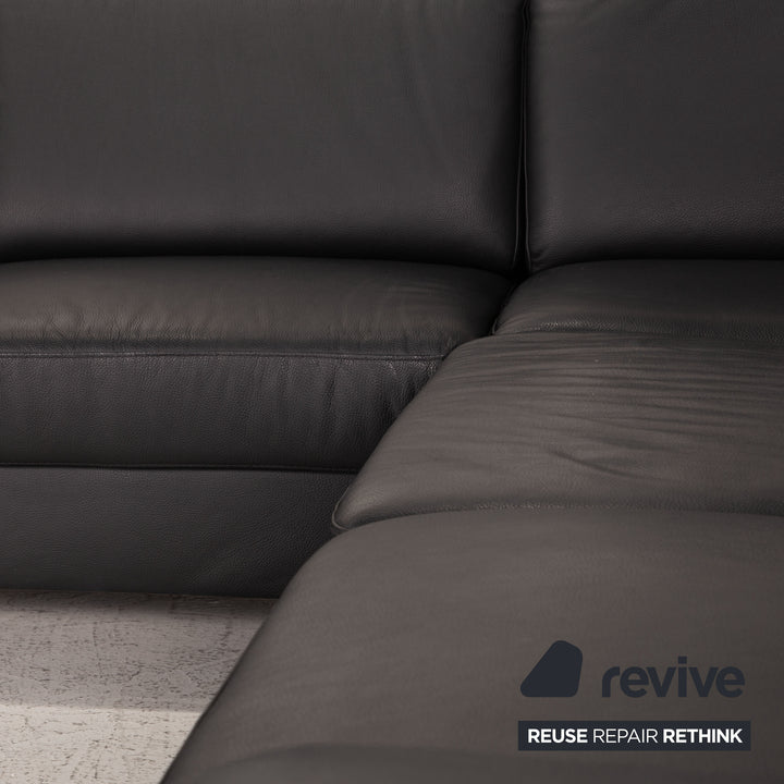 Polipol Leder Sofa Schwarz Ecksofa Couch Wohnlandschaft