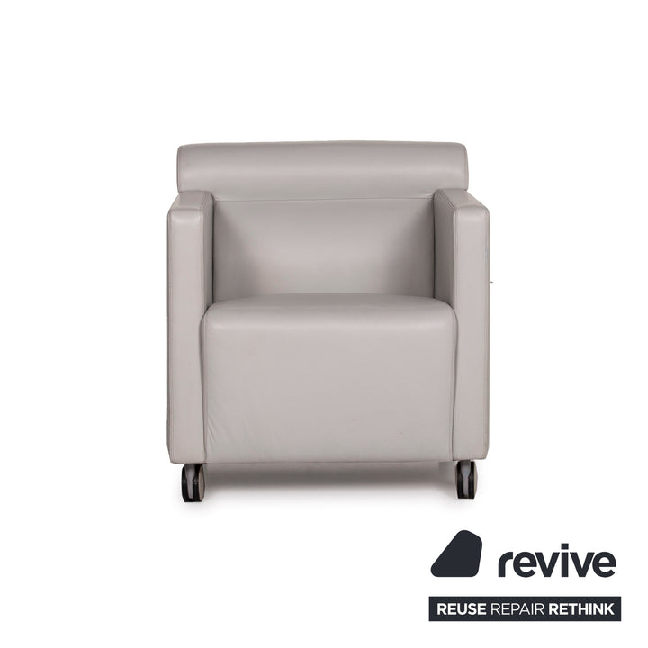 Poltrona Frau Dafne Leather Armchair Grey