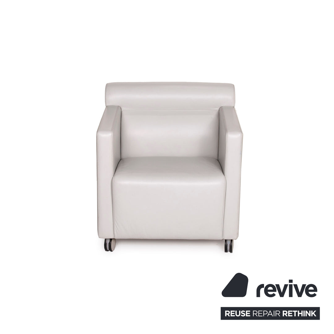 Poltrona Frau Dafne Leather Armchair Grey