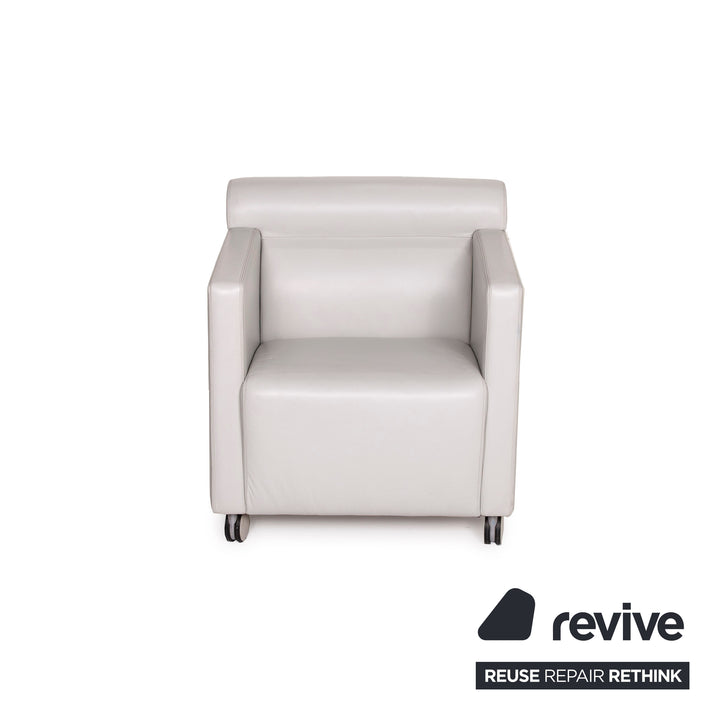 Poltrona Frau Dafne Leather Armchair Grey