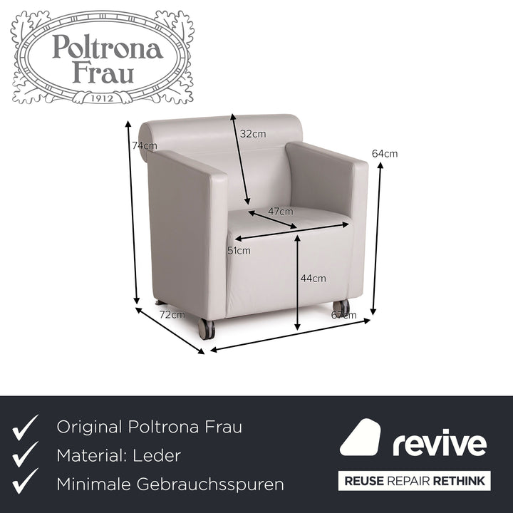 Poltrona Frau Dafne Leather Armchair Grey