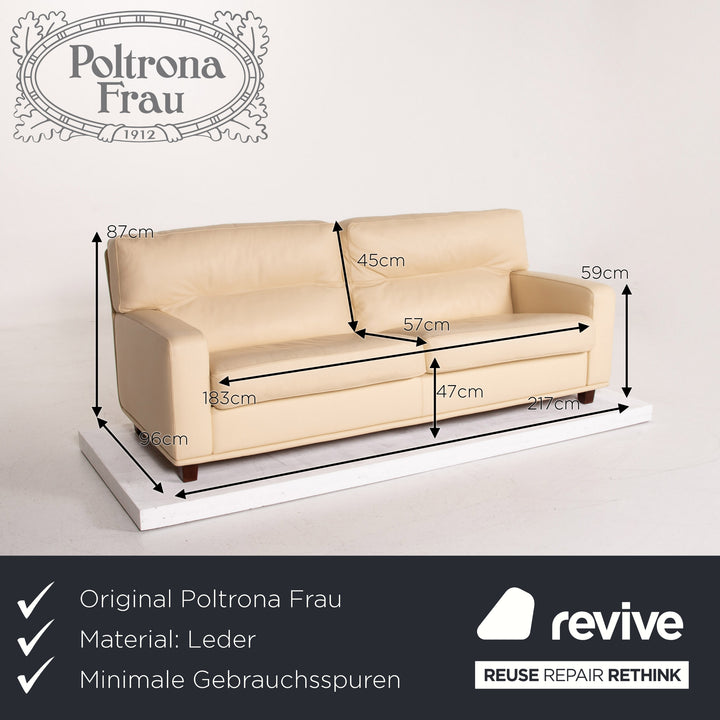 Poltrona Frau Leder Sofa Creme Zweisitzer Couch #14129