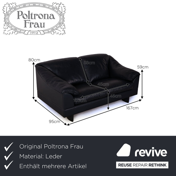Poltrona Frau Leather Sofa Set Blue Dark Blue Black Two Seater