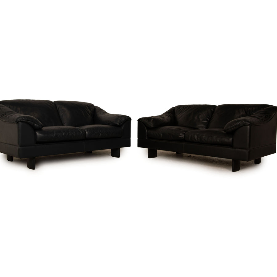 Poltrona Frau Leather Sofa Set Blue Dark Blue Black Two Seater