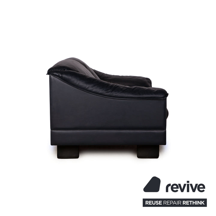 Poltrona Frau leather two seater sofa couch blue dark blue