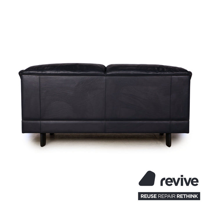 Poltrona Frau leather two seater sofa couch blue dark blue