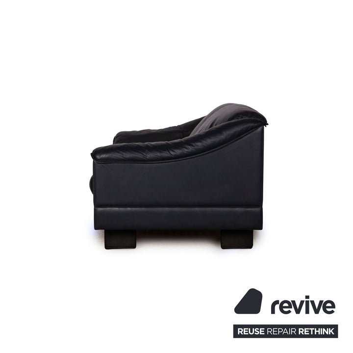 Poltrona Frau leather two seater sofa couch blue dark blue