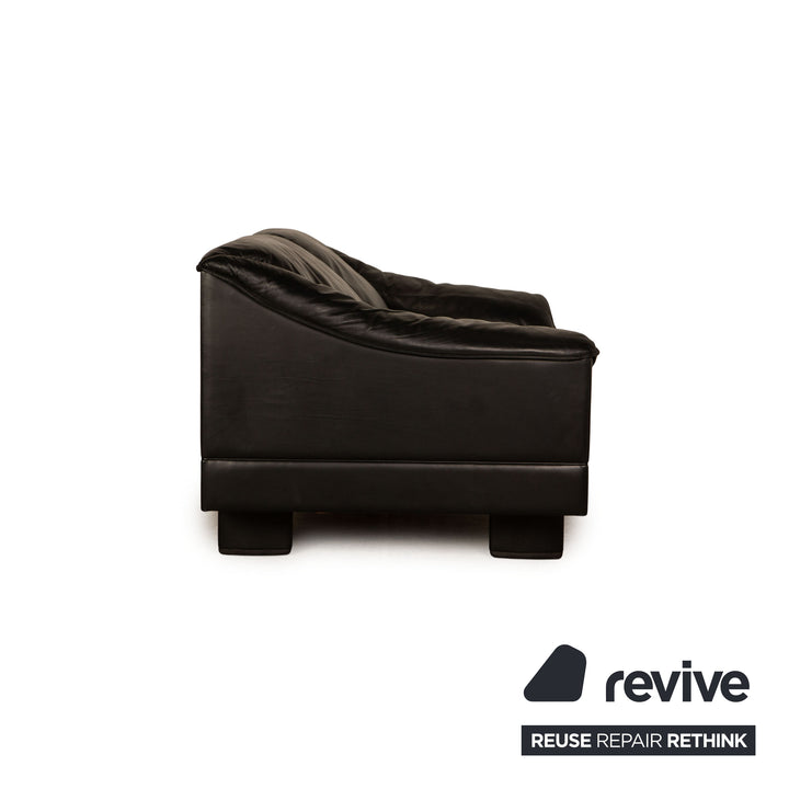 Poltrona Frau Leather Two Seater Sofa Couch Black