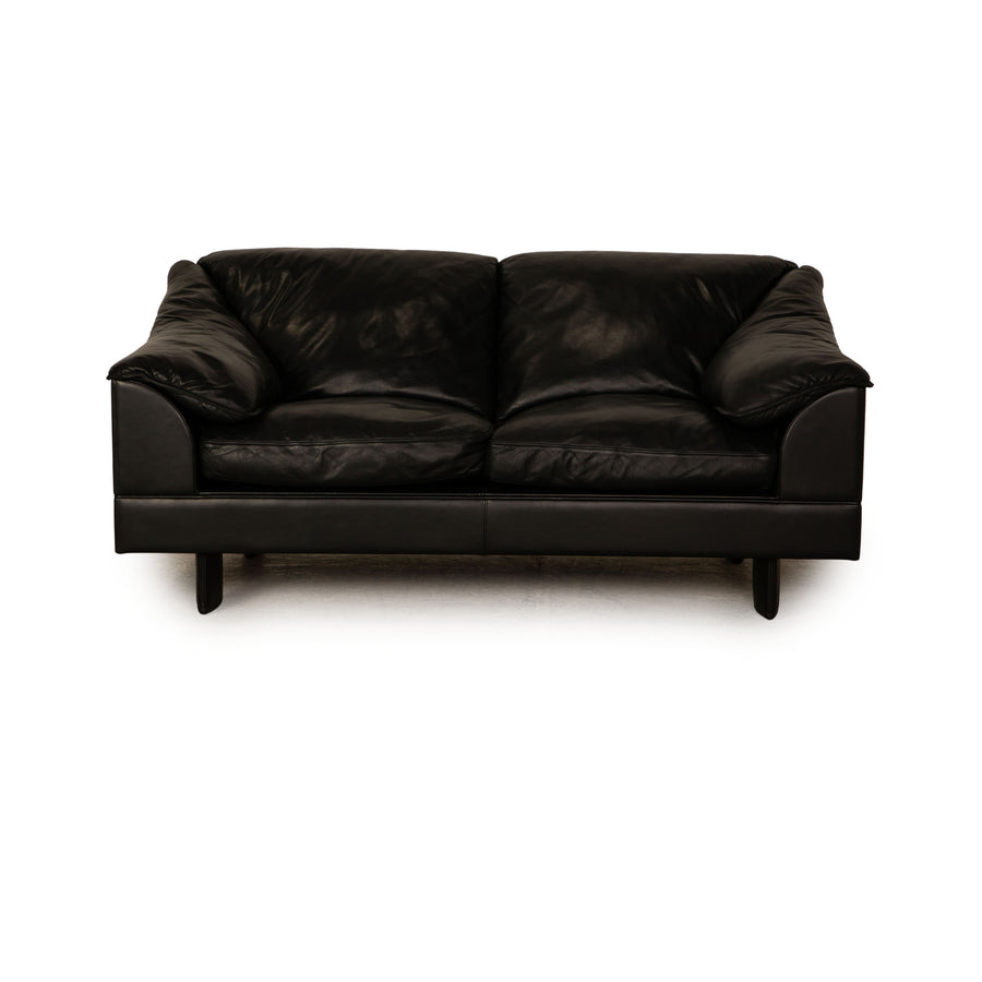 Poltrona Frau Leather Two Seater Sofa Couch Black