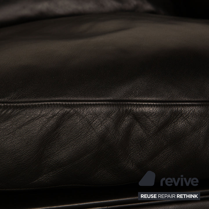 Poltrona Frau Leather Two Seater Sofa Couch Black