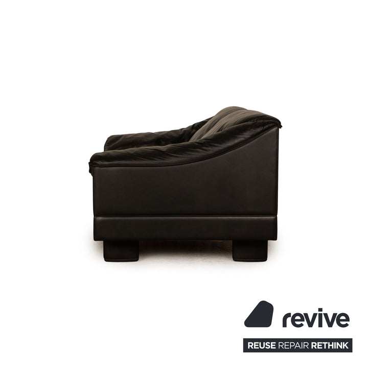 Poltrona Frau Leather Two Seater Sofa Couch Black