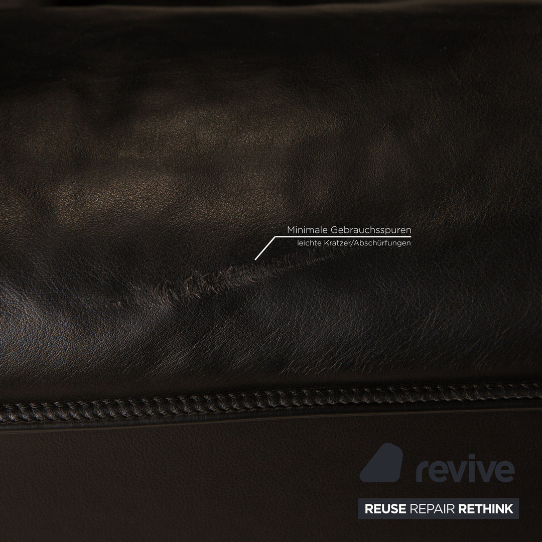 Poltrona Frau Leather Two Seater Sofa Couch Black