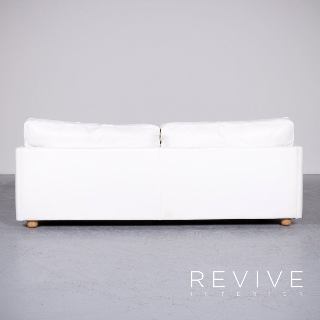 Poltrona Frau Socrates Designer Leather Sofa White Real Leather Three Seater Couch #6922