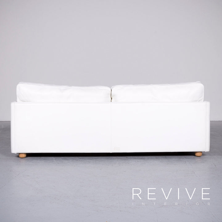 Poltrona Frau Socrates Designer Leather Sofa White Real Leather Three Seater Couch #6922