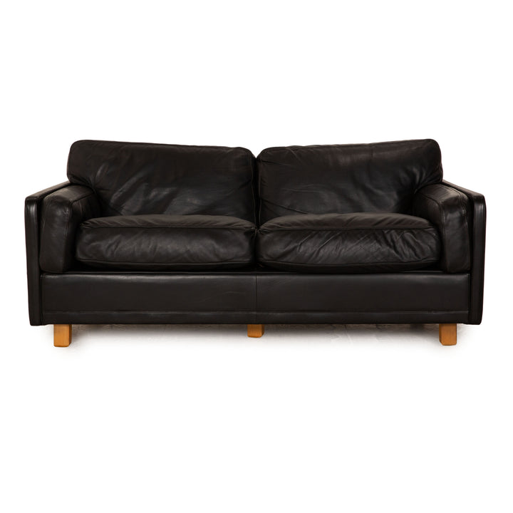Poltrona Frau Socrates Leather Two Seater Black Sofa