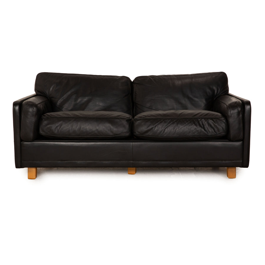 Poltrona Frau Socrates Leather Two Seater Black Sofa