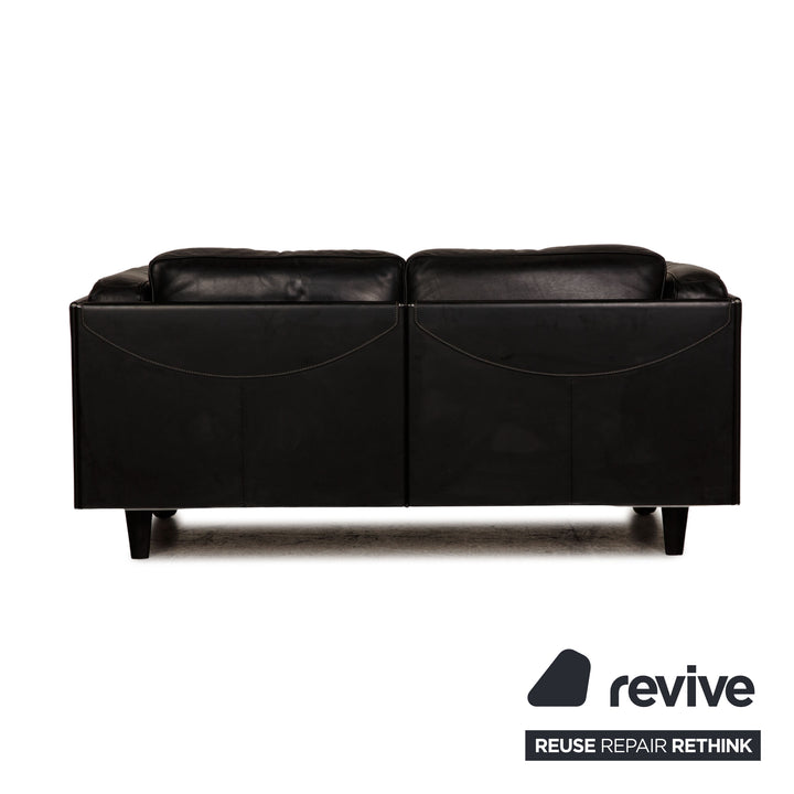 Poltrona Frau Twice Leather Sofa Set Black Two Seater Sofa Couch