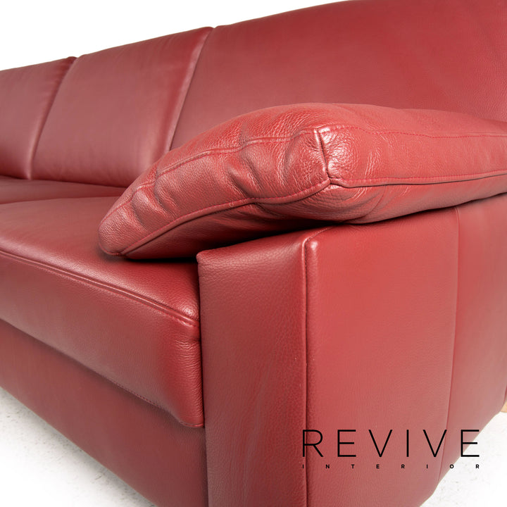 Puro Leather Corner Sofa Red Burgundy Sofa Couch