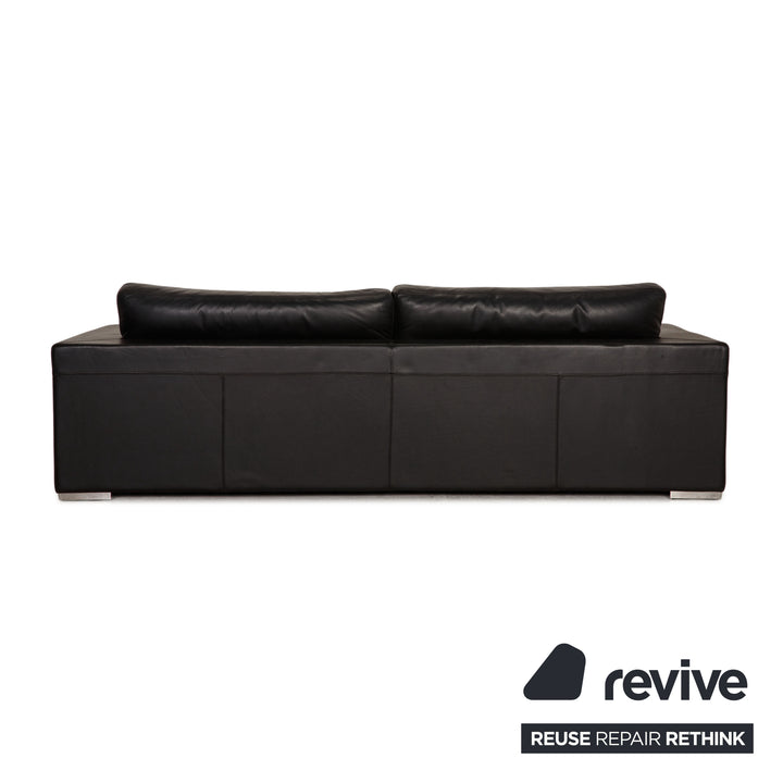Rivolta FORREST leather sofa set black 2x three-seater couch