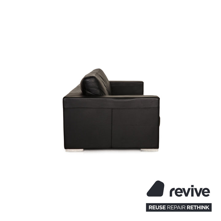 Rivolta FORREST Leather Sofa Black Three seater couch