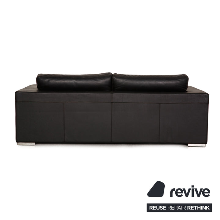 Rivolta FORREST Leather Sofa Black Three seater couch