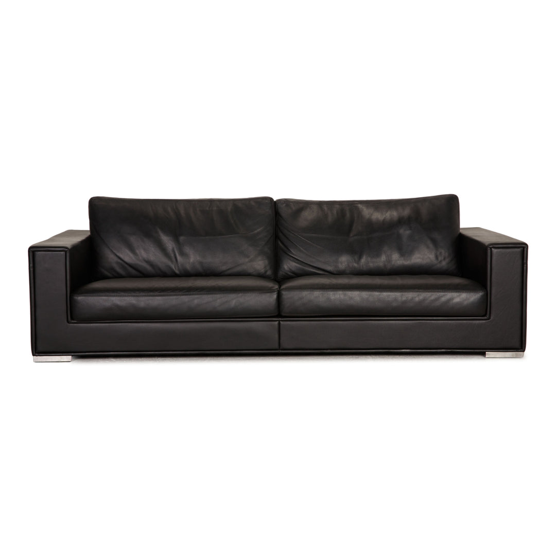 Rivolta FORREST Leder Sofa Schwarz Dreisitzer Couch