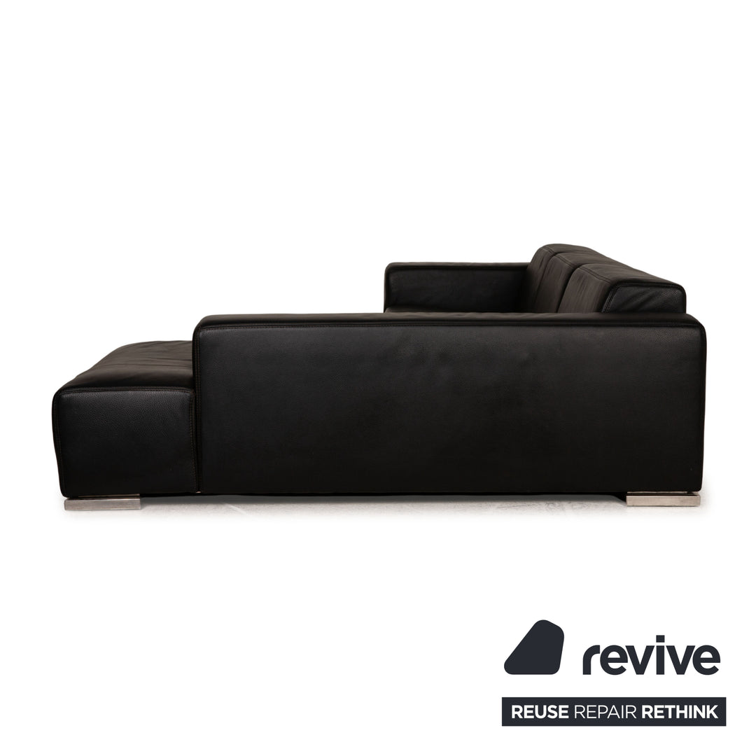 Rivolta Leather Sofa Black Corner Sofa Couch